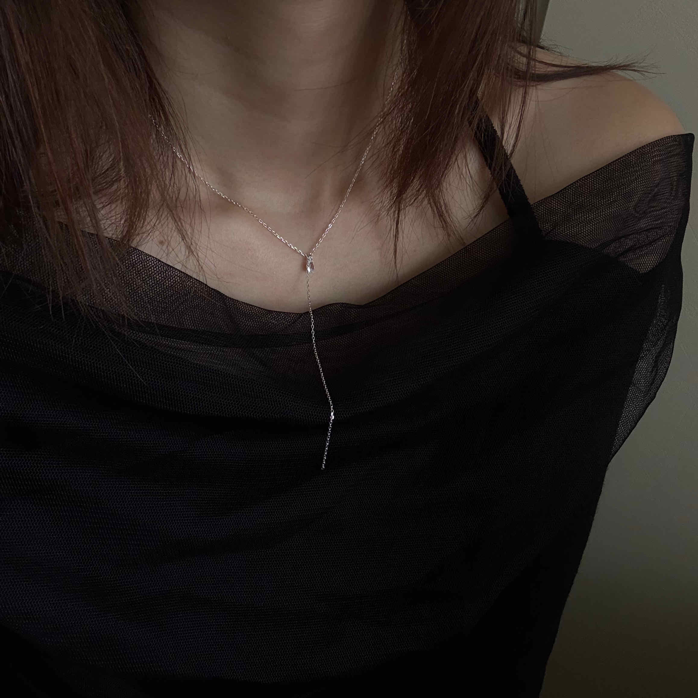 🇰🇷925 silver 最漂亮的水滴鑽Y字項鍊