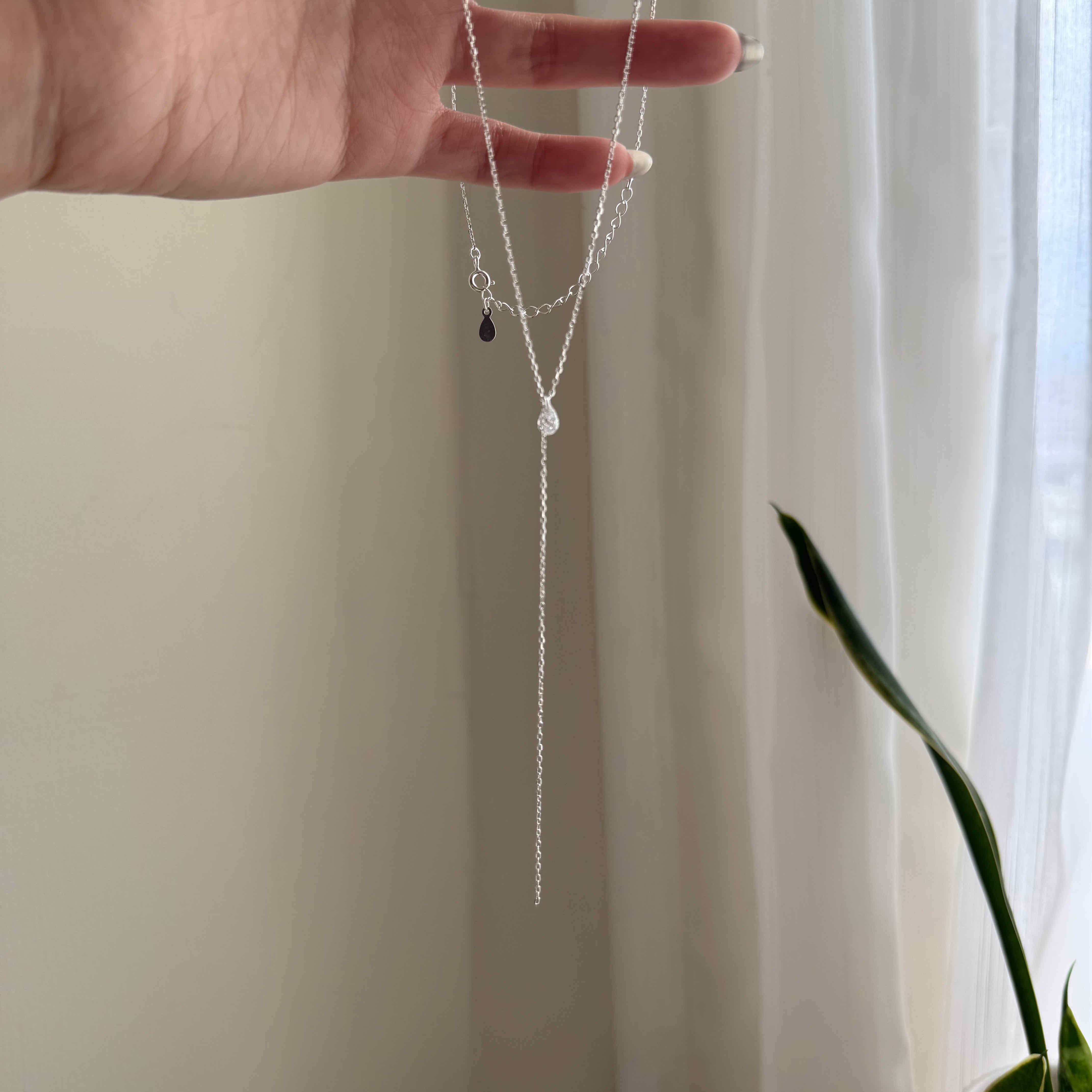 🇰🇷925 silver 最漂亮的水滴鑽Y字項鍊