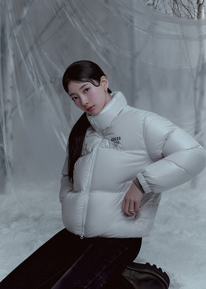 SUZY同款！韓國 GUESS Unisex 70% Duck Down 羽絨 (Light Grey)