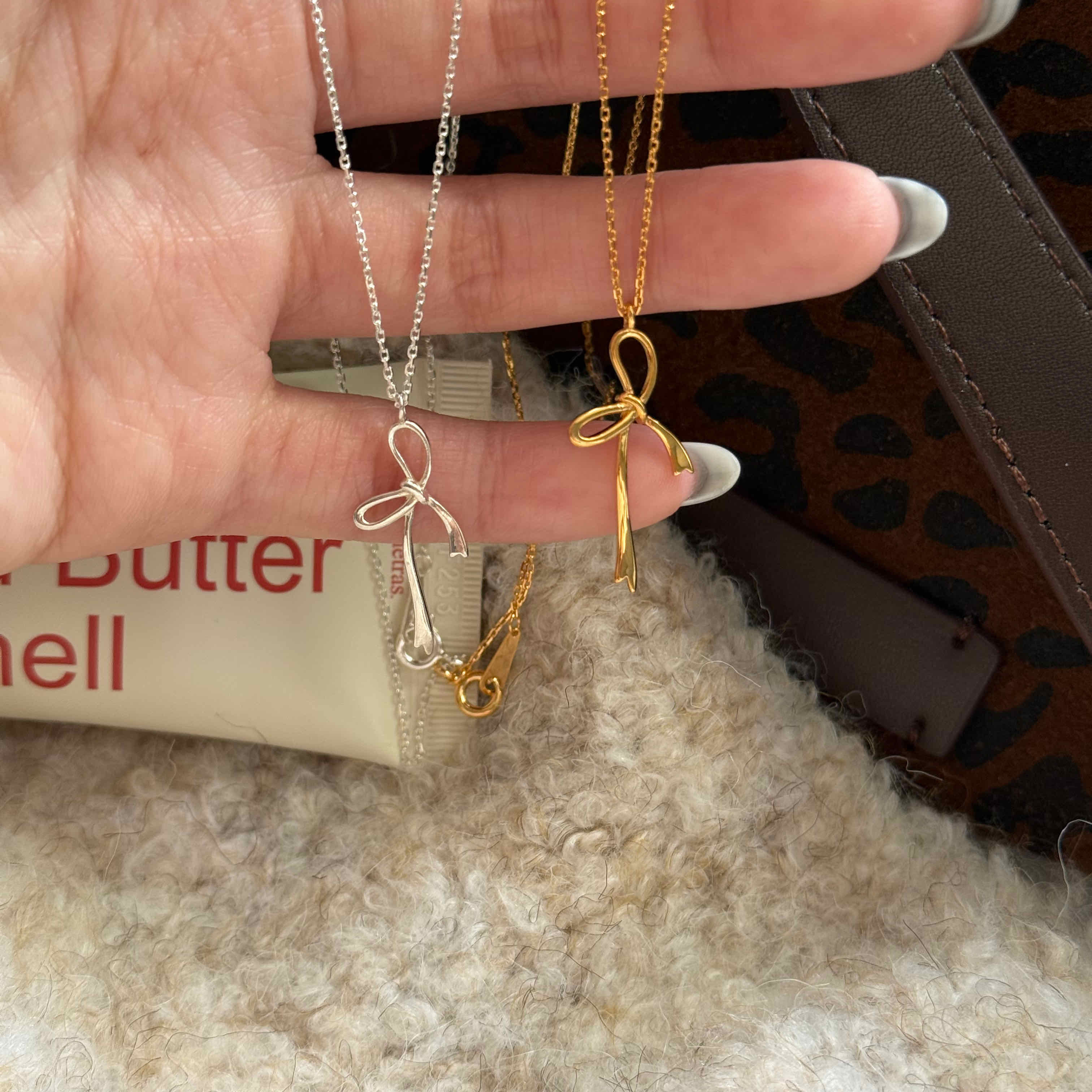 🇰🇷925 silver 漂亮的禮物緞帶項鍊｜2 color