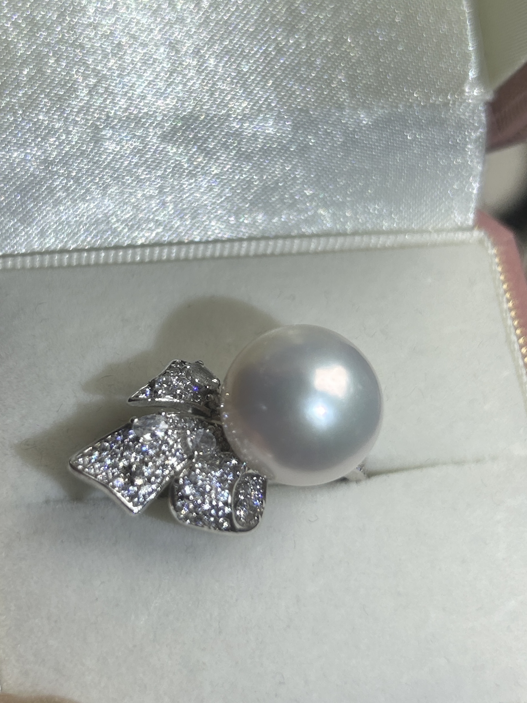 925銀天然淡水珍珠蝴蝶結設計款戒指00