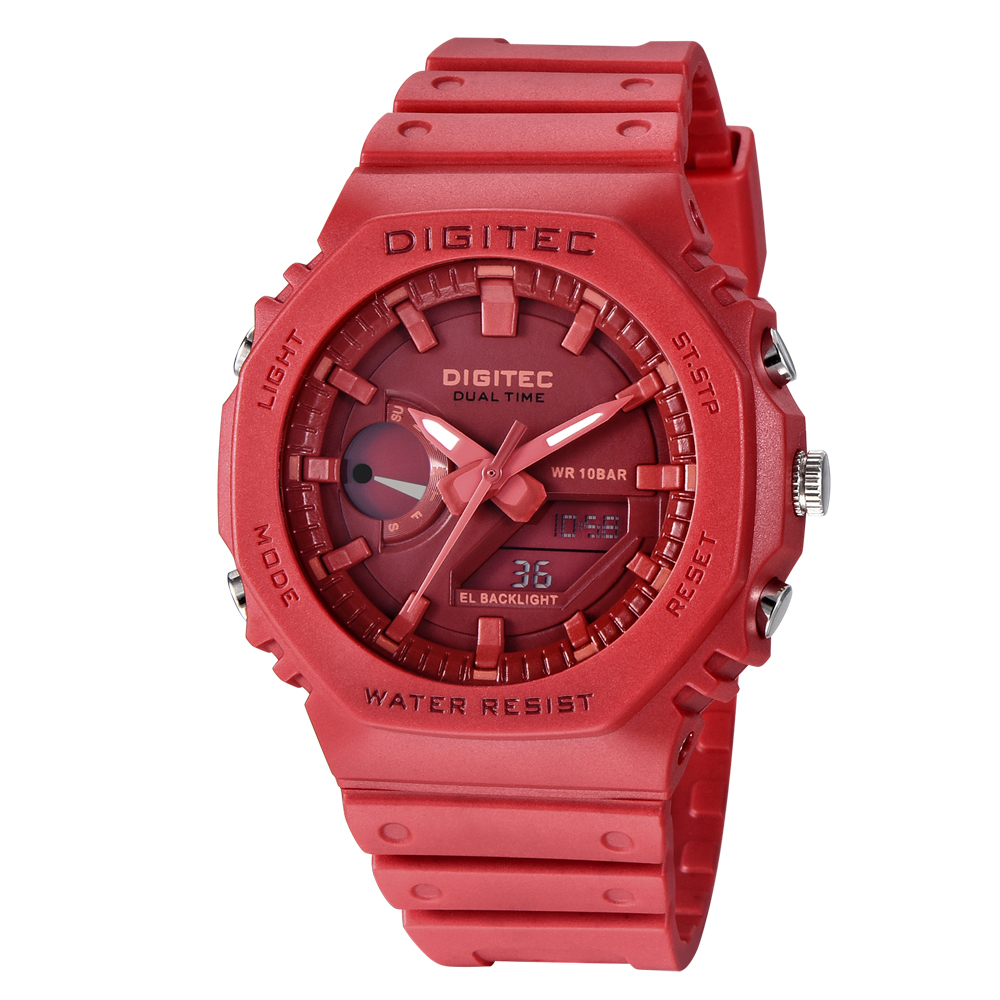 【DIGITEC 數碼科技】DA-2119T 多功能 雙顯 防水游泳 矽膠 數位電子錶 手錶