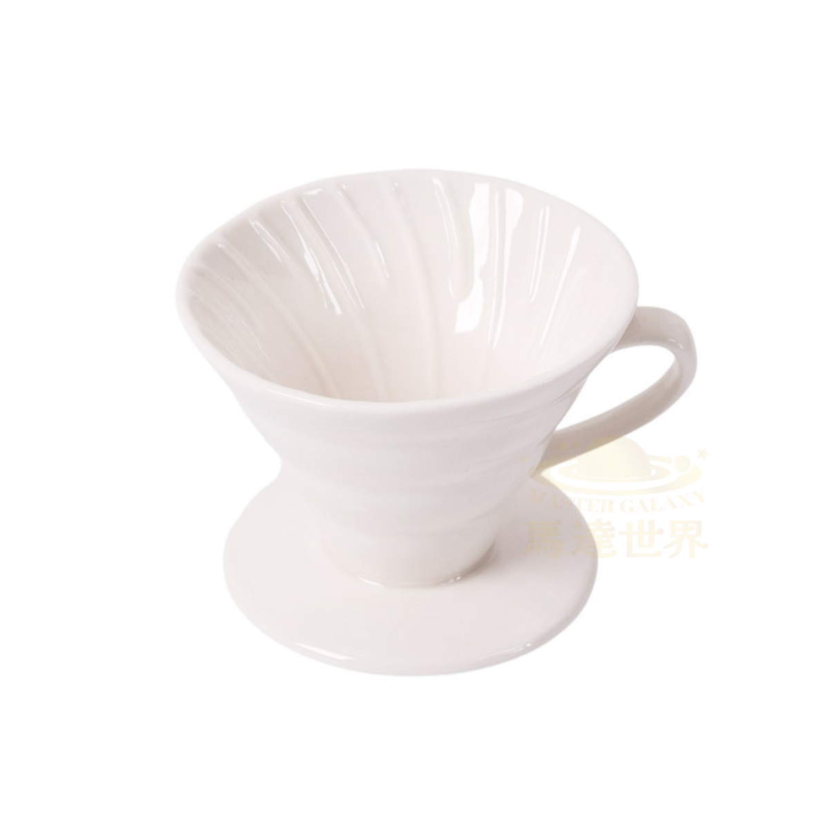 陶瓷手沖滴漏咖啡濾杯過濾器 (1-4 杯) - 白色
