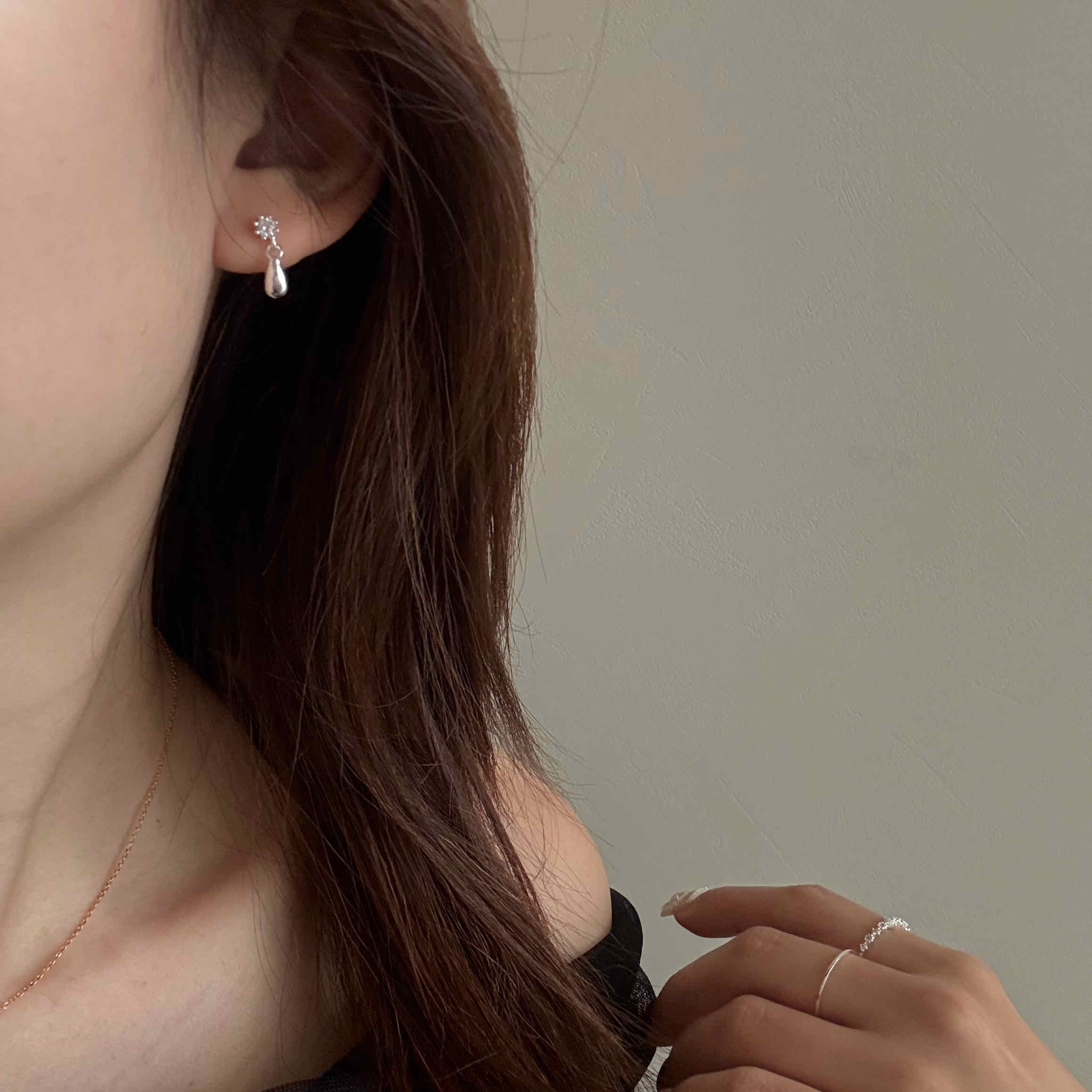 🇰🇷925 silver 冬日小水滴耳環