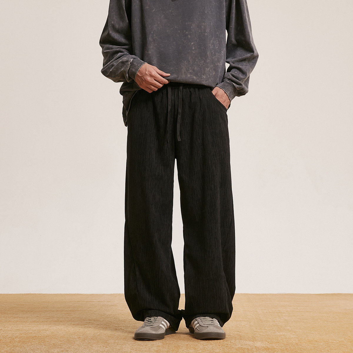 1M30 日系復古燈心絨垂墜感長褲 一色