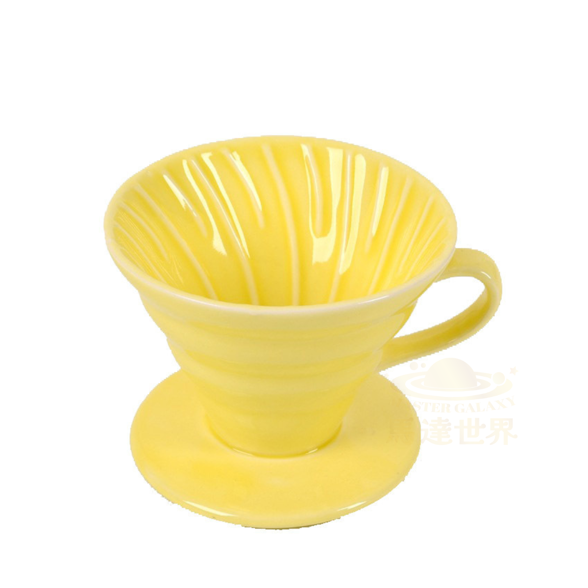 陶瓷手沖滴漏咖啡濾杯過濾器 (1-4杯) - 黃色