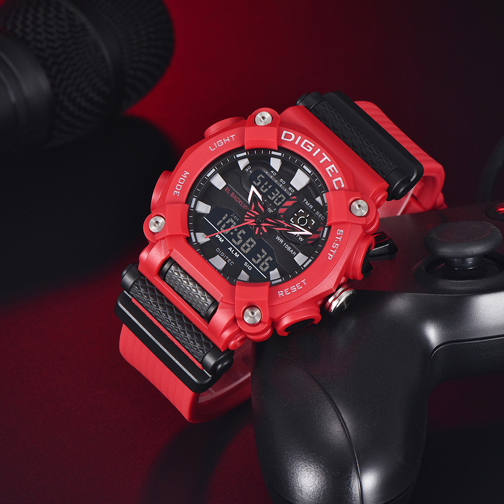 【DIGITEC 數碼科技】DA-2178T 都市男士 休閒運動 多色彩多功能計時鬧鈴防水 雙顯電子錶 手錶