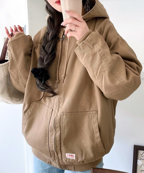 日本🇯🇵連線 JAVA 牛仔布絎縫連帽寬鬆拉鍊外套 男女可穿 寬鬆 Oversized 長袖 外套 夾克 連帽外套 4色(任買兩件7-11免運)/預購