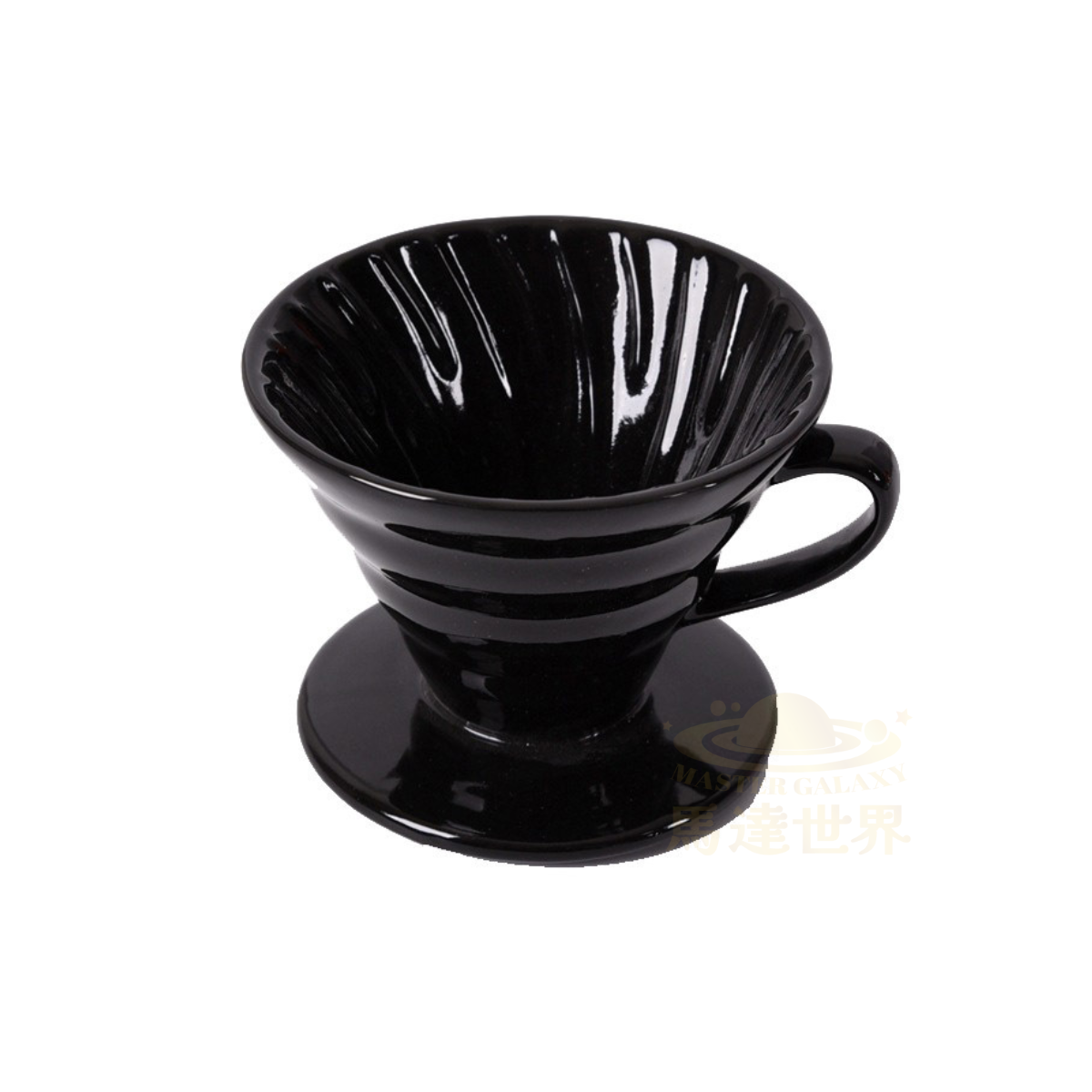 陶瓷手沖滴漏咖啡濾杯過濾器 (1-4 杯) - 黑色