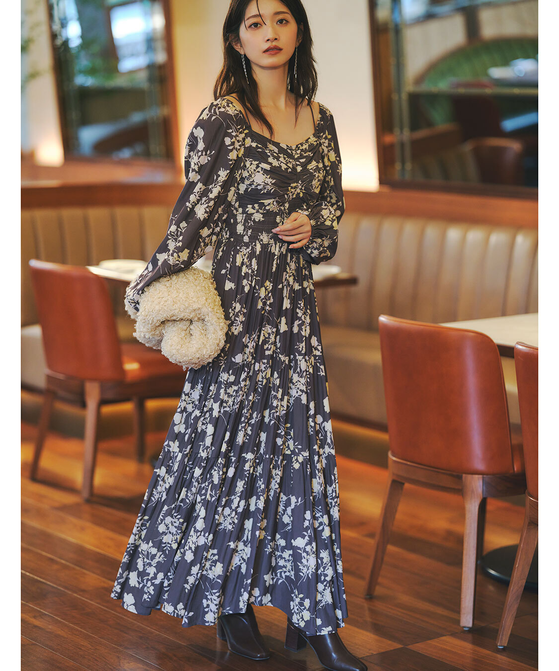 [預購]折扣COCO DEAL 抽皺層次花卉洋裝