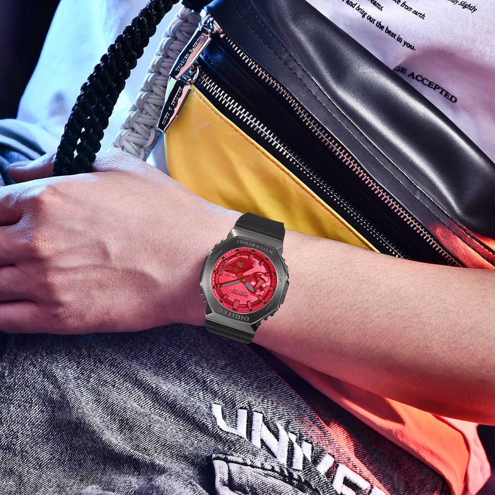 【DIGITEC 數碼科技】DAS-2119T 農家橡樹系列 不鏽鋼八角錶殼 個性潮流 雙顯 夜光 矽膠錶帶 手錶