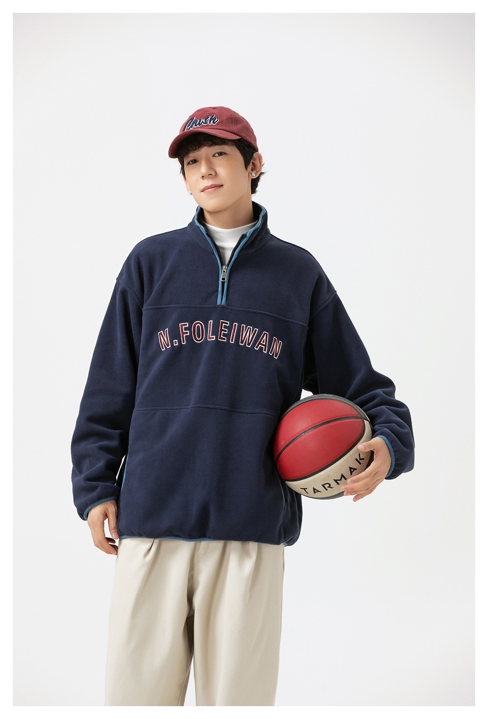 1M23 美式復古感拉鍊翻領上衣 兩色