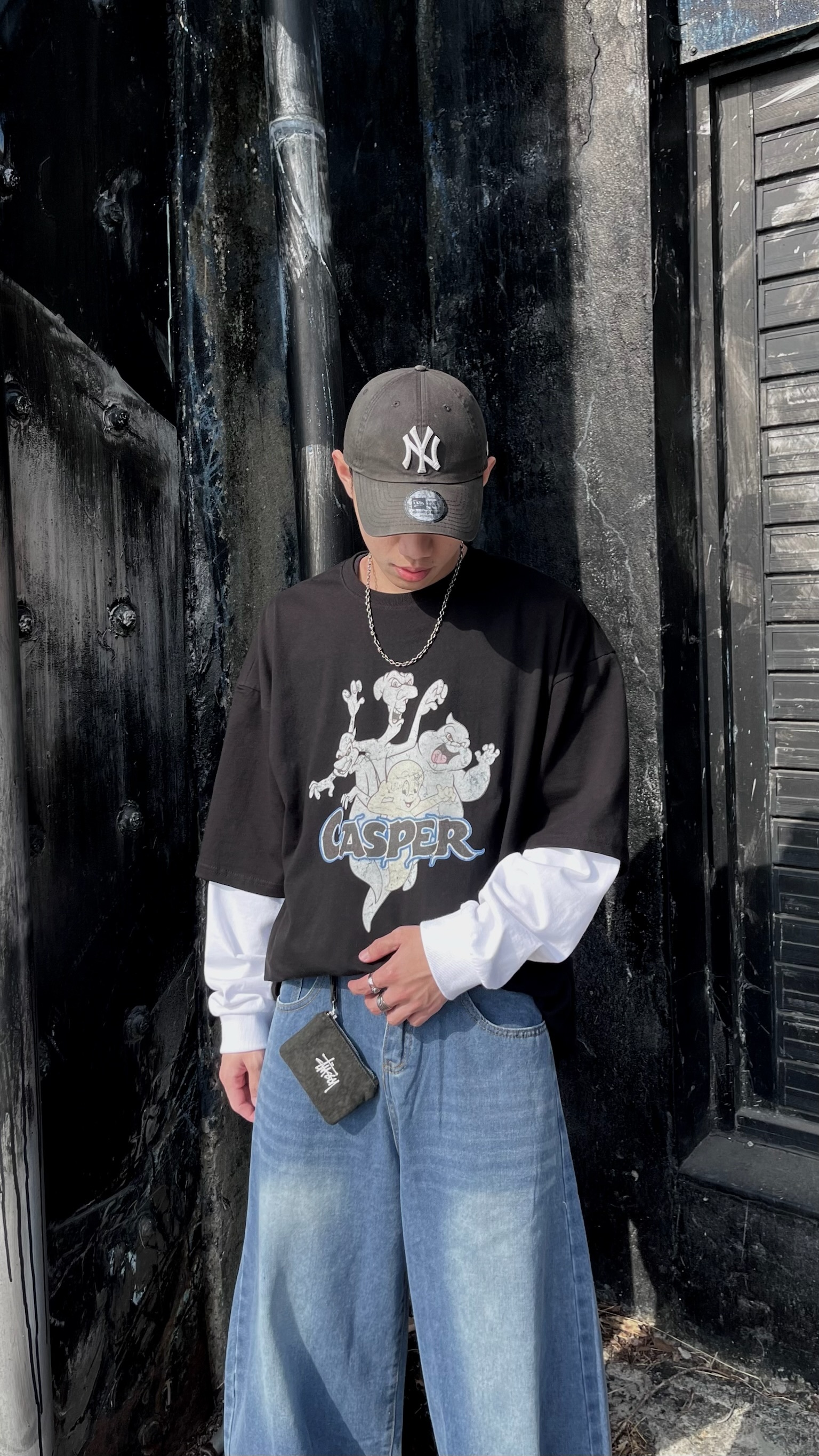 正韓 鬼馬小精靈寬鬆假兩件 Tee (2colors)