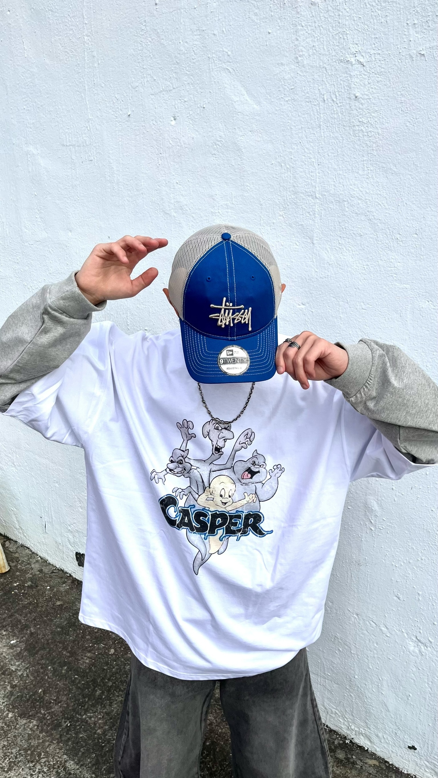 正韓 鬼馬小精靈寬鬆假兩件 Tee (2colors)