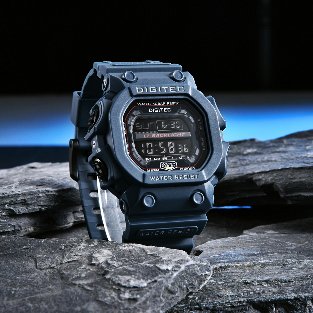【DIGITEC 數碼科技】DG-5012T 男士商務 旅行運動 日常休閒 時尚搭配 多種色彩 方形矽膠 電子錶 手錶