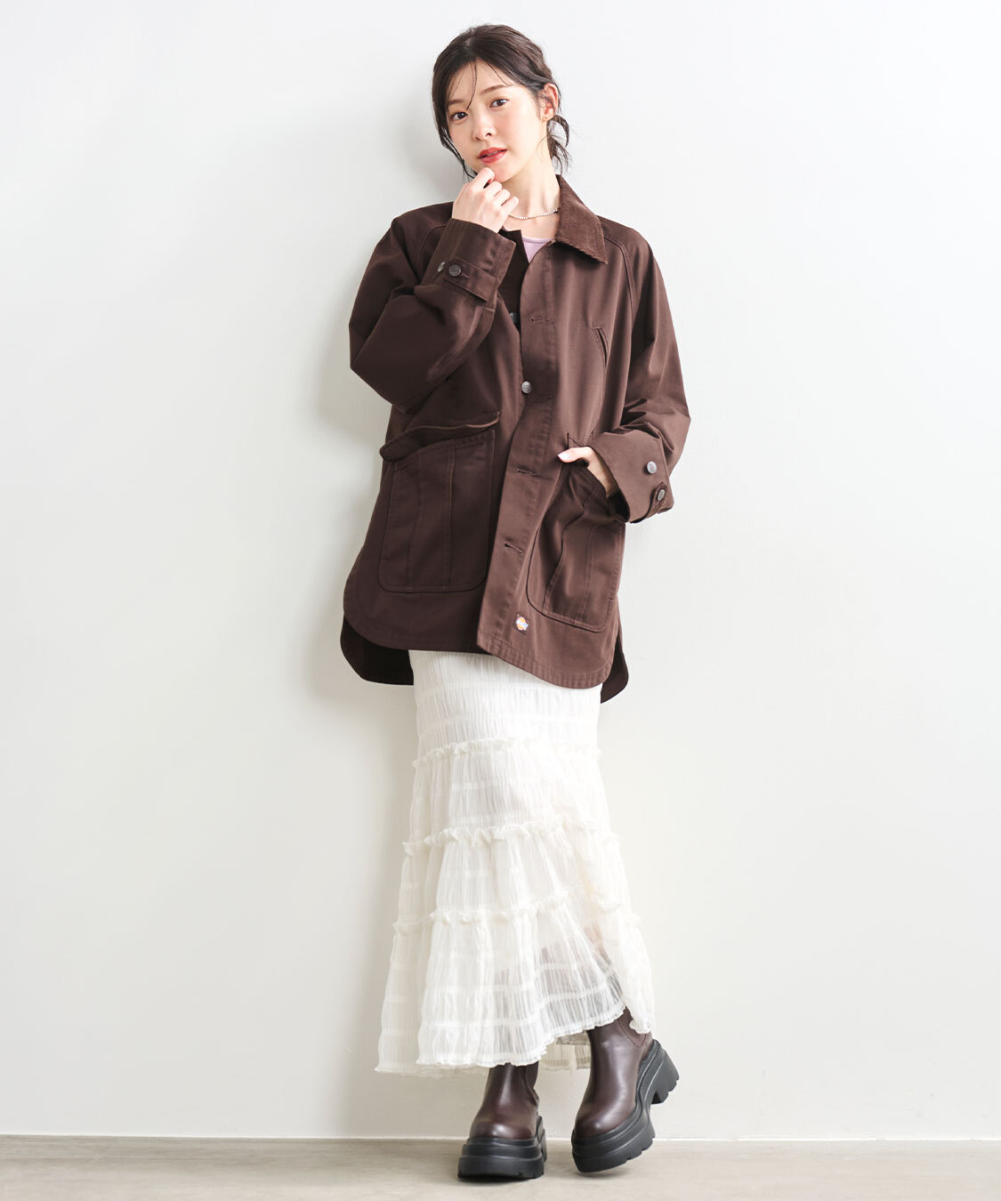 [預購]折扣COCO DEAL 透膚條紋層次裙