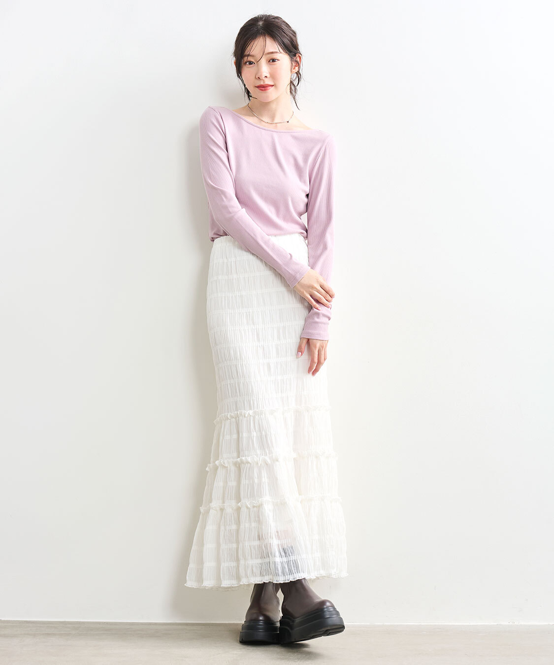 [預購]折扣COCO DEAL 透膚條紋層次裙