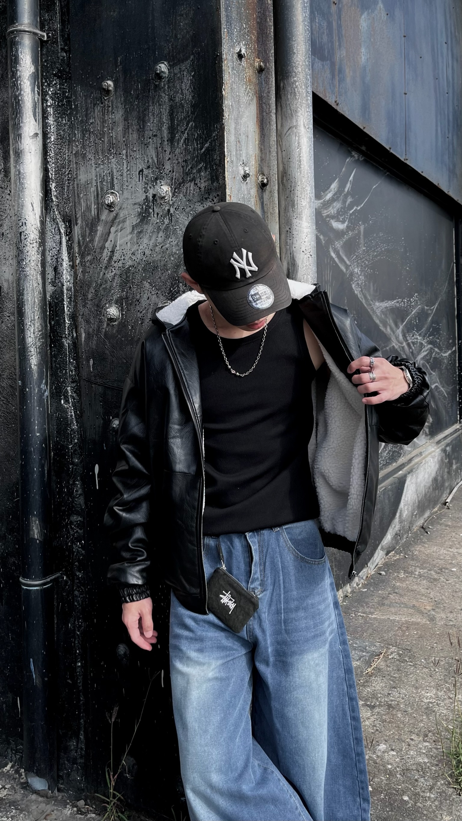 羊羔毛連帽皮外套