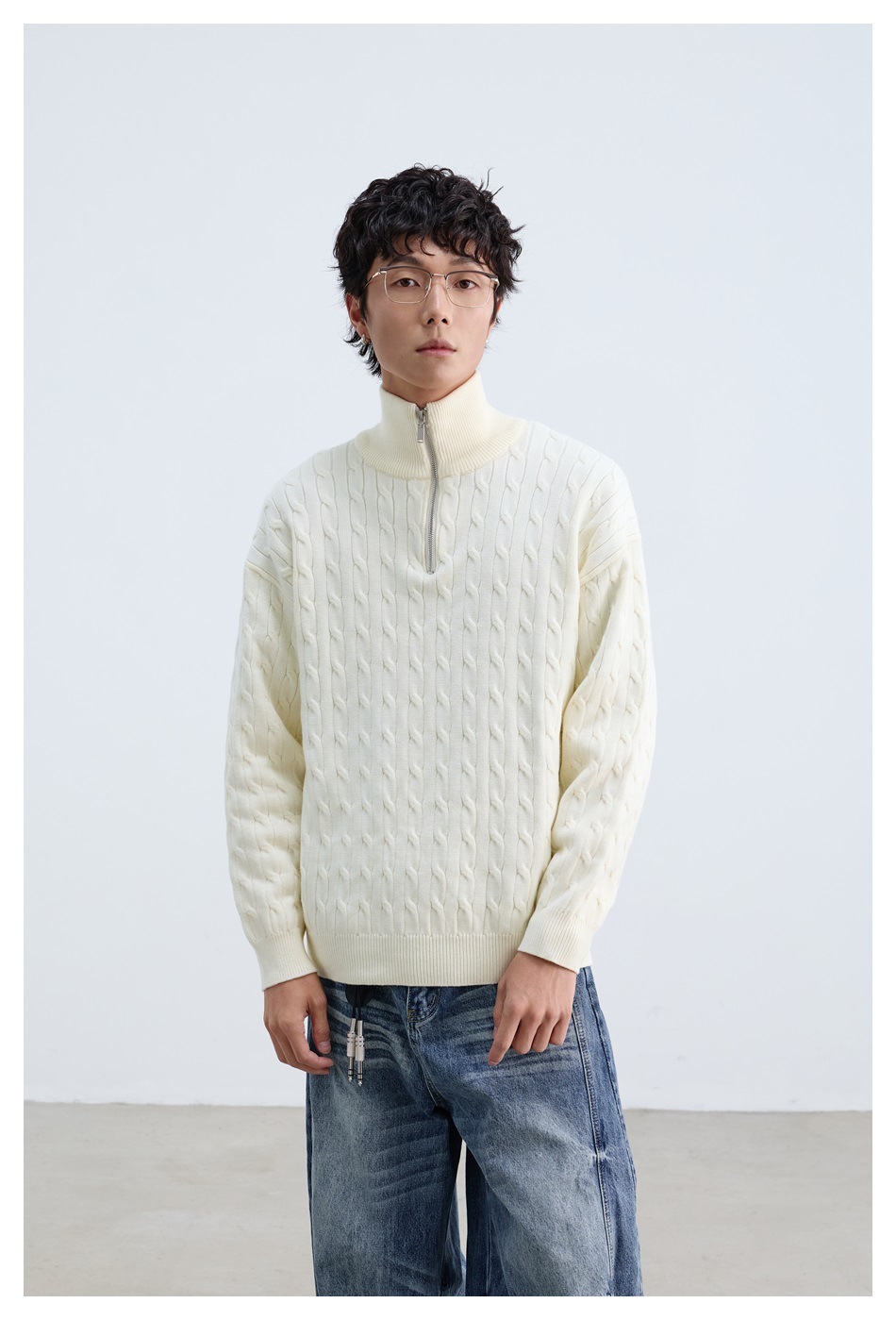 1M12 POLO立領拉鍊針織毛衣 三色