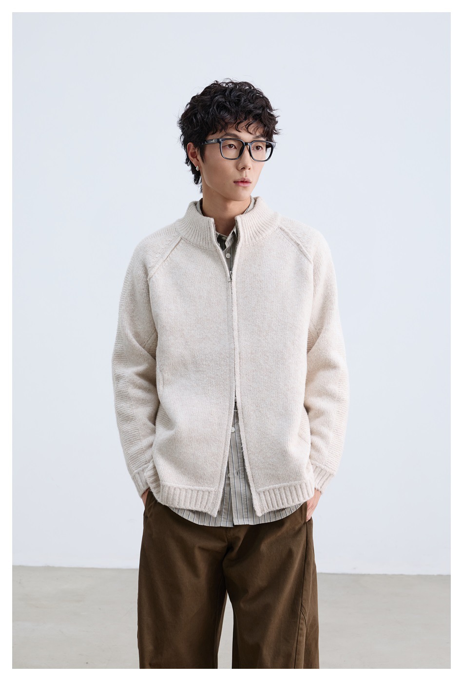 1M09 線條設計感雙拉鍊針織開衫 三色