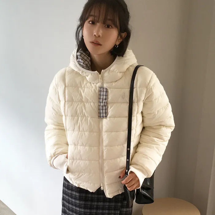 BITTER CELLS Hood Check Light Puffer Jacket