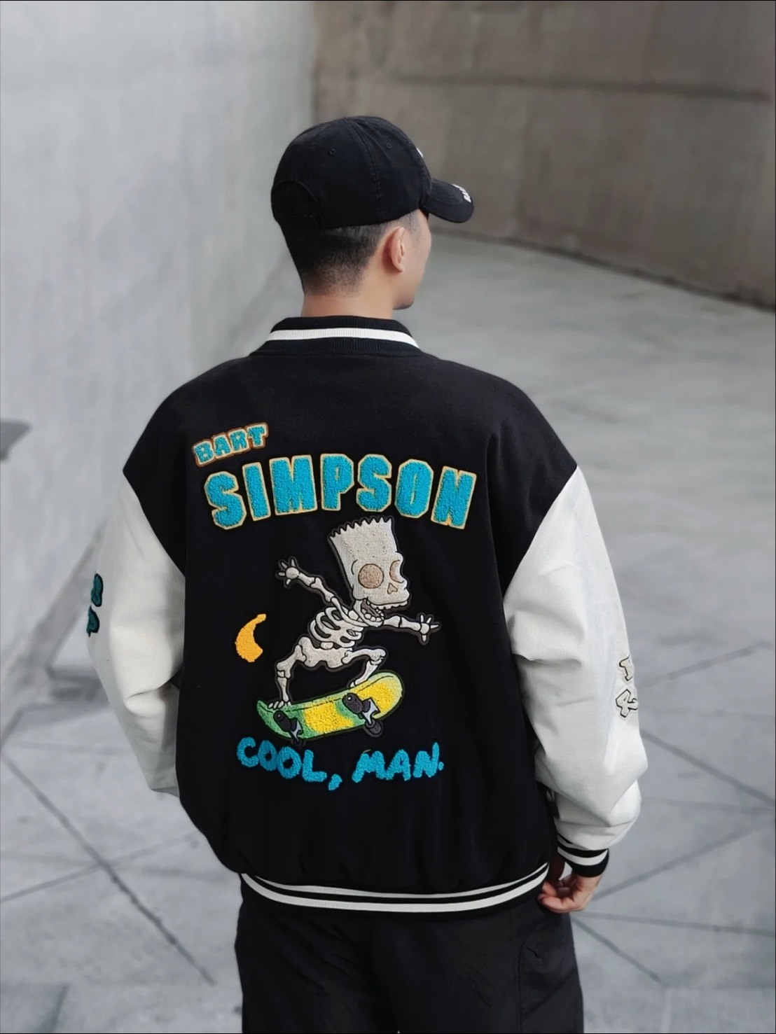 THE SIMPSONS辛普森一家 美式復古 刺繡拼接 棒球外套