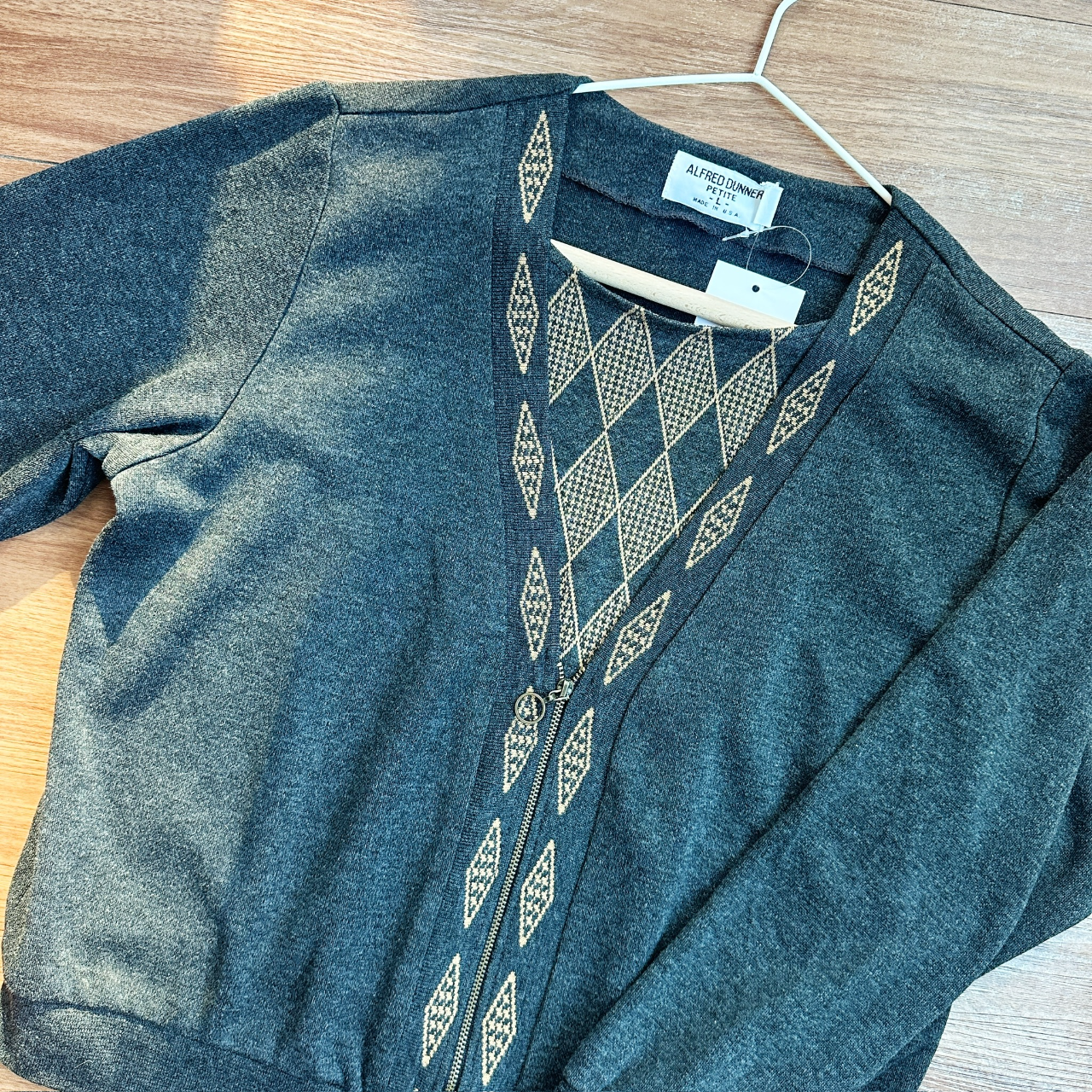 美國製菱形紋理休閒古著毛衣