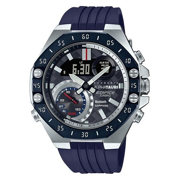 【CASIO 卡西歐】EDIFICE 賽車隊聯名限量版藍芽智能雙顯錶  限量版 | 智慧型手機連線  ECB-10AT-1A F1