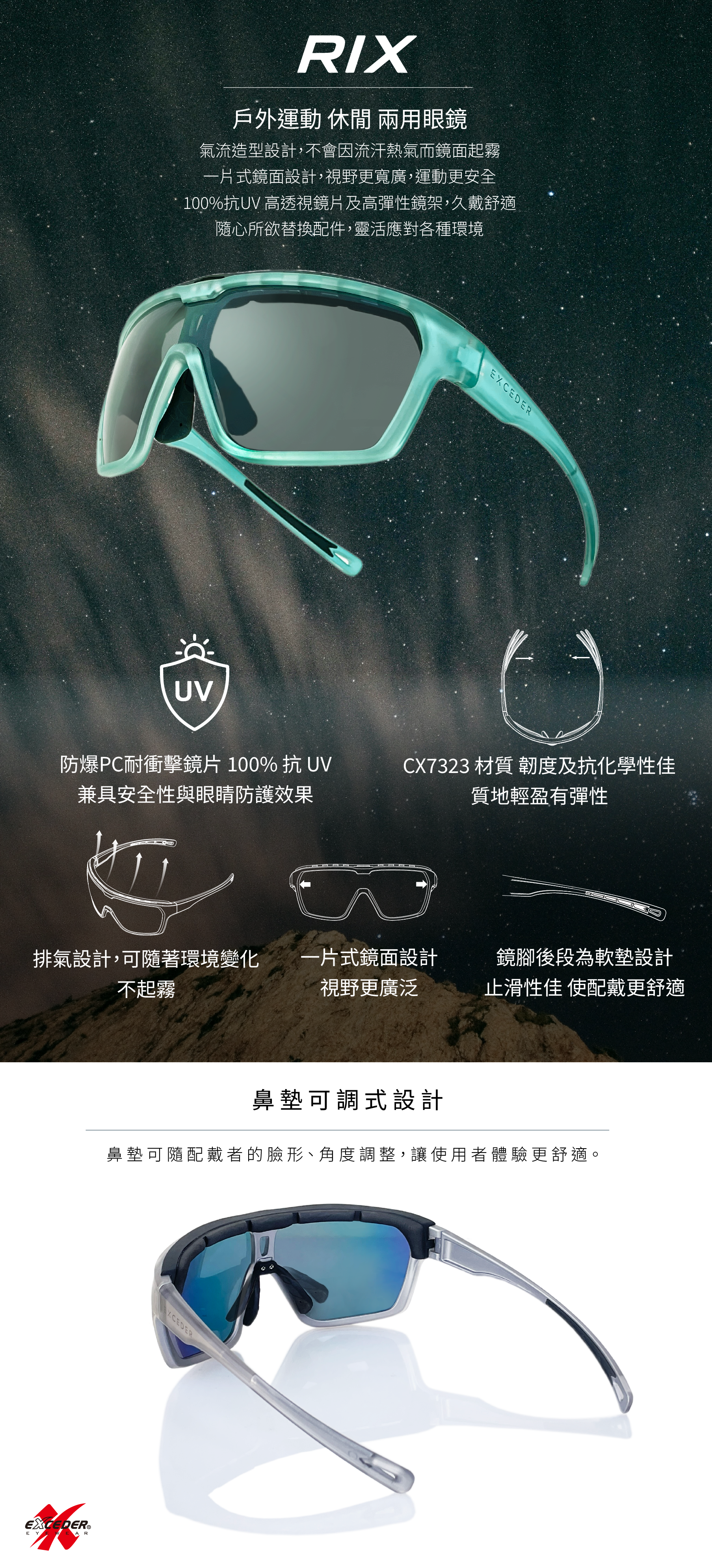 台灣製太陽眼鏡 藍色 一片式