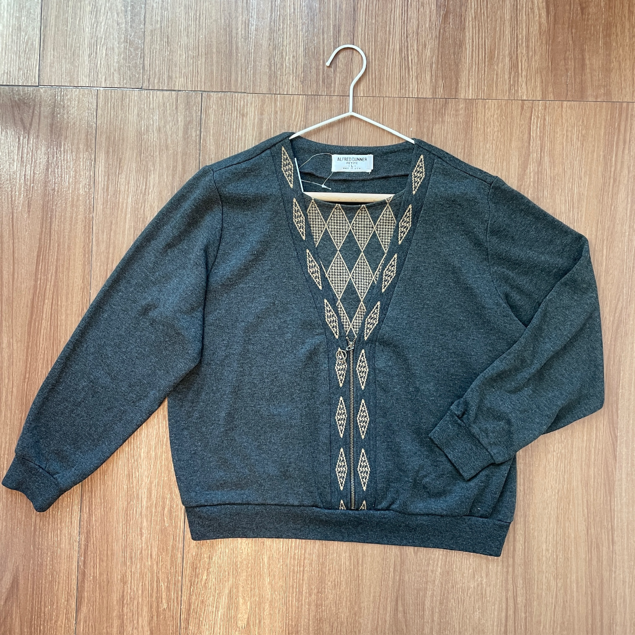 美國製菱形紋理休閒古著毛衣