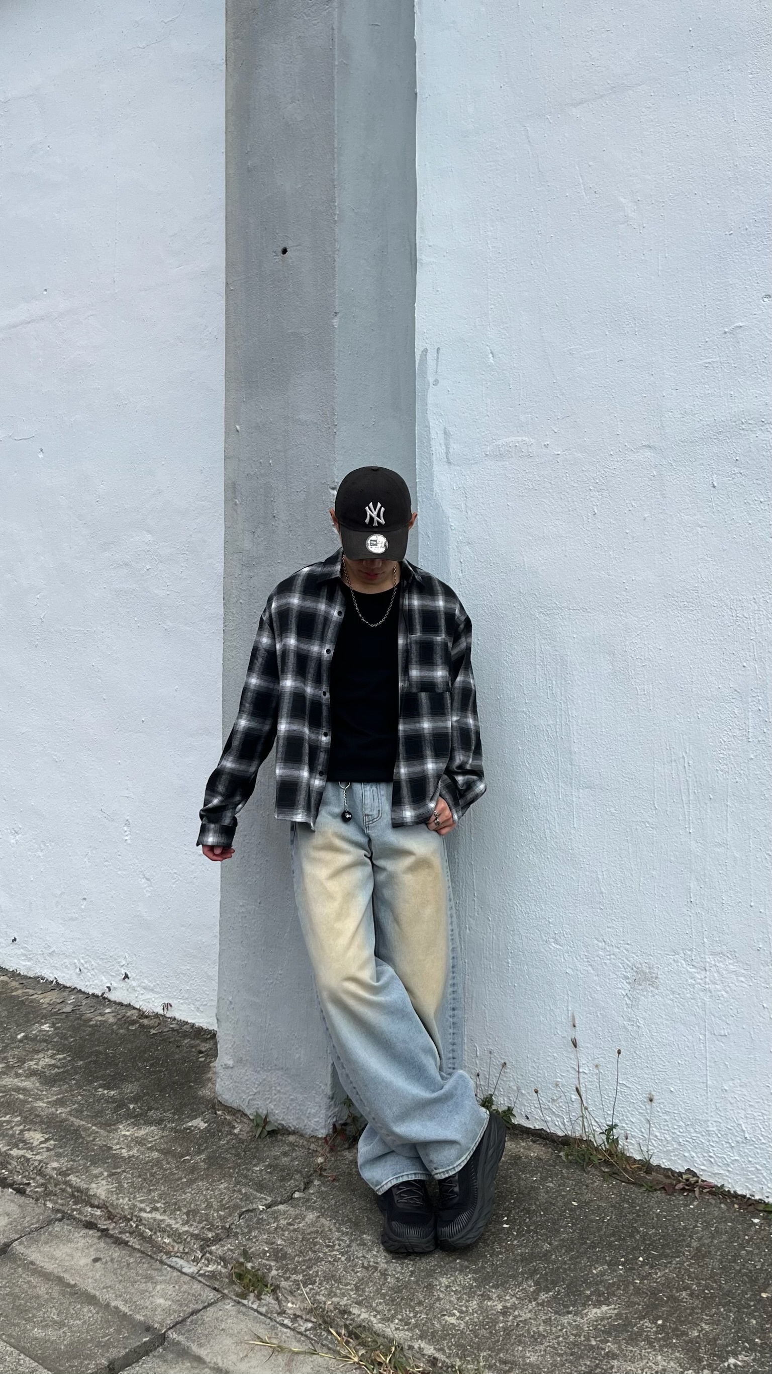 正韓 口袋牛仔氣球弧形褲