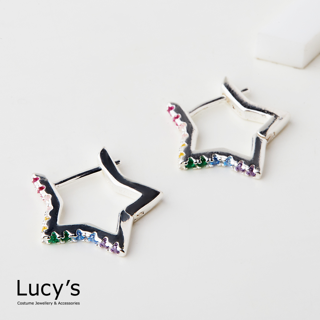 925純銀 彩星 易扣耳環 (122995)