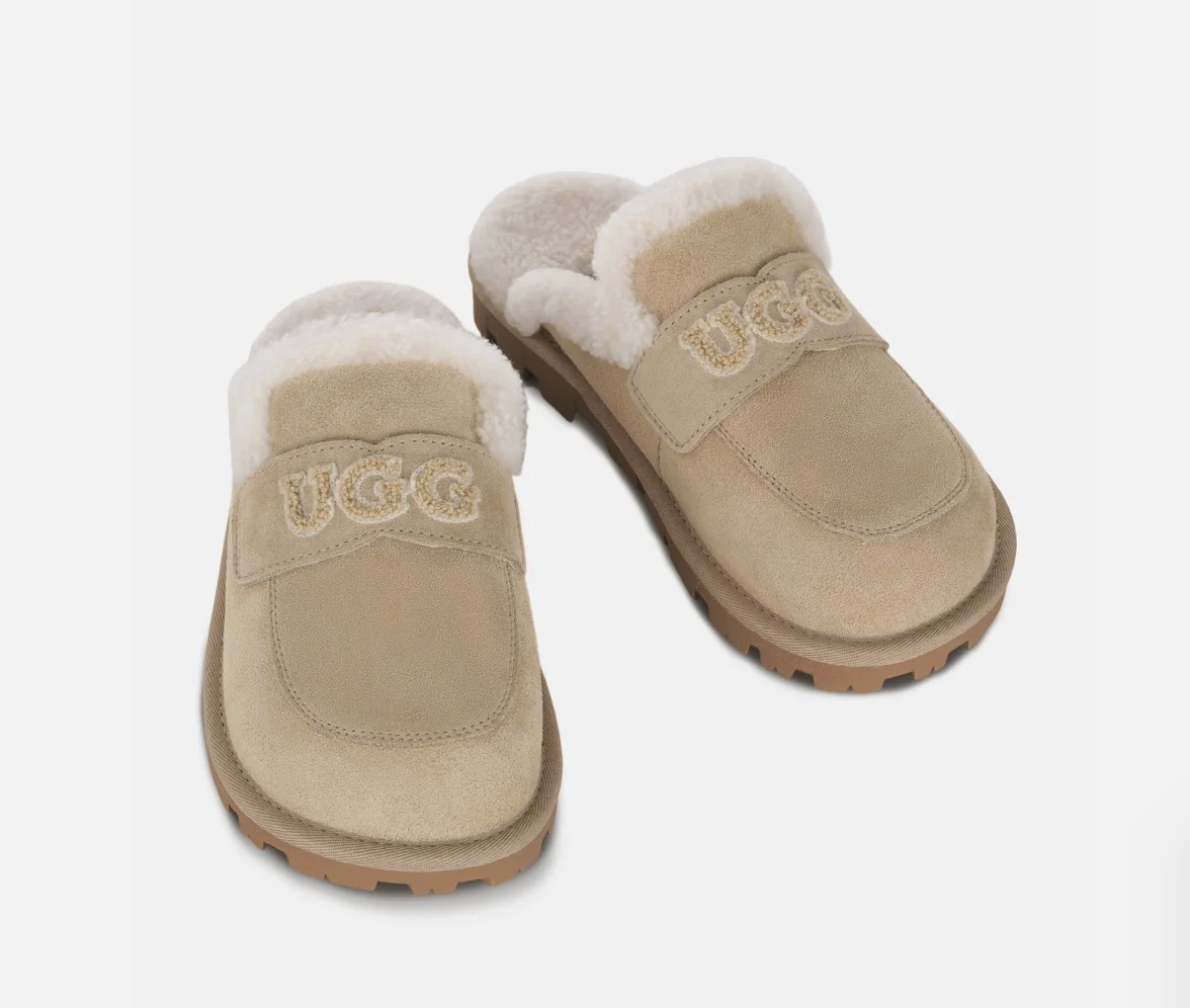 【2色入】UGG Ozlana Estela Logo Shearling Slipper