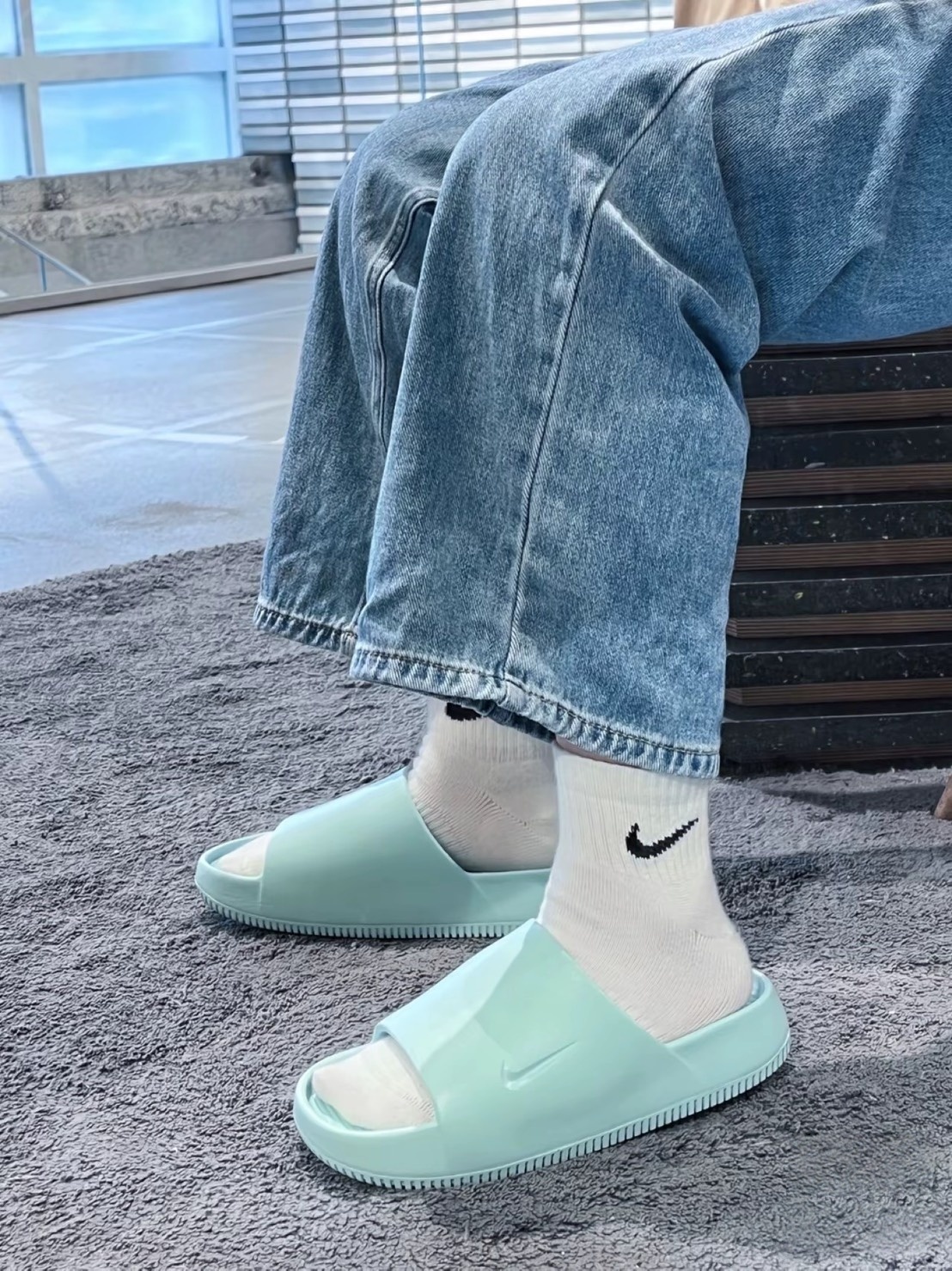 Nike Calm Slide 薄荷綠 防水 麵包鞋 拖鞋