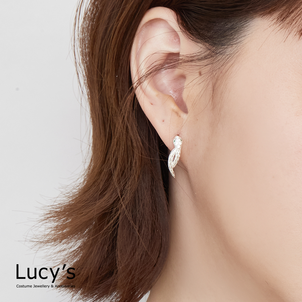 925純銀 晶鑽蛇纏繞 易扣耳環 (126616)