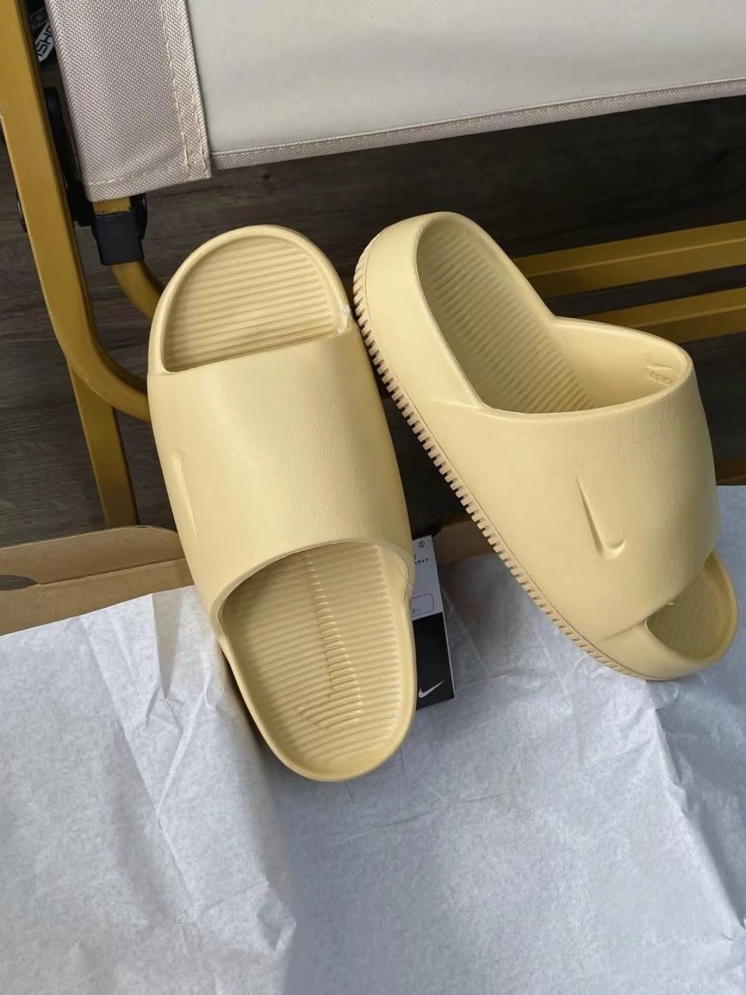 Nike Calm Slide 奶茶色 防水 麵包鞋 拖鞋