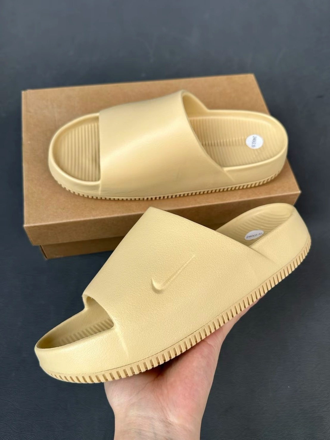 Nike Calm Slide 奶茶色 防水 麵包鞋 拖鞋