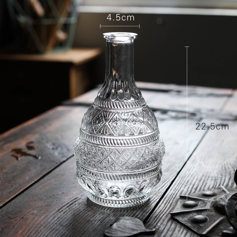 【台灣廠商現貨速發】復古浮雕玻璃花瓶｜波西米亞風花瓶｜裝飾瓶 單枝花瓶 玻璃花瓶 北歐花瓶 乾燥花瓶 透明花瓶 花器 綠植花器 居家擺飾 辦公室小物