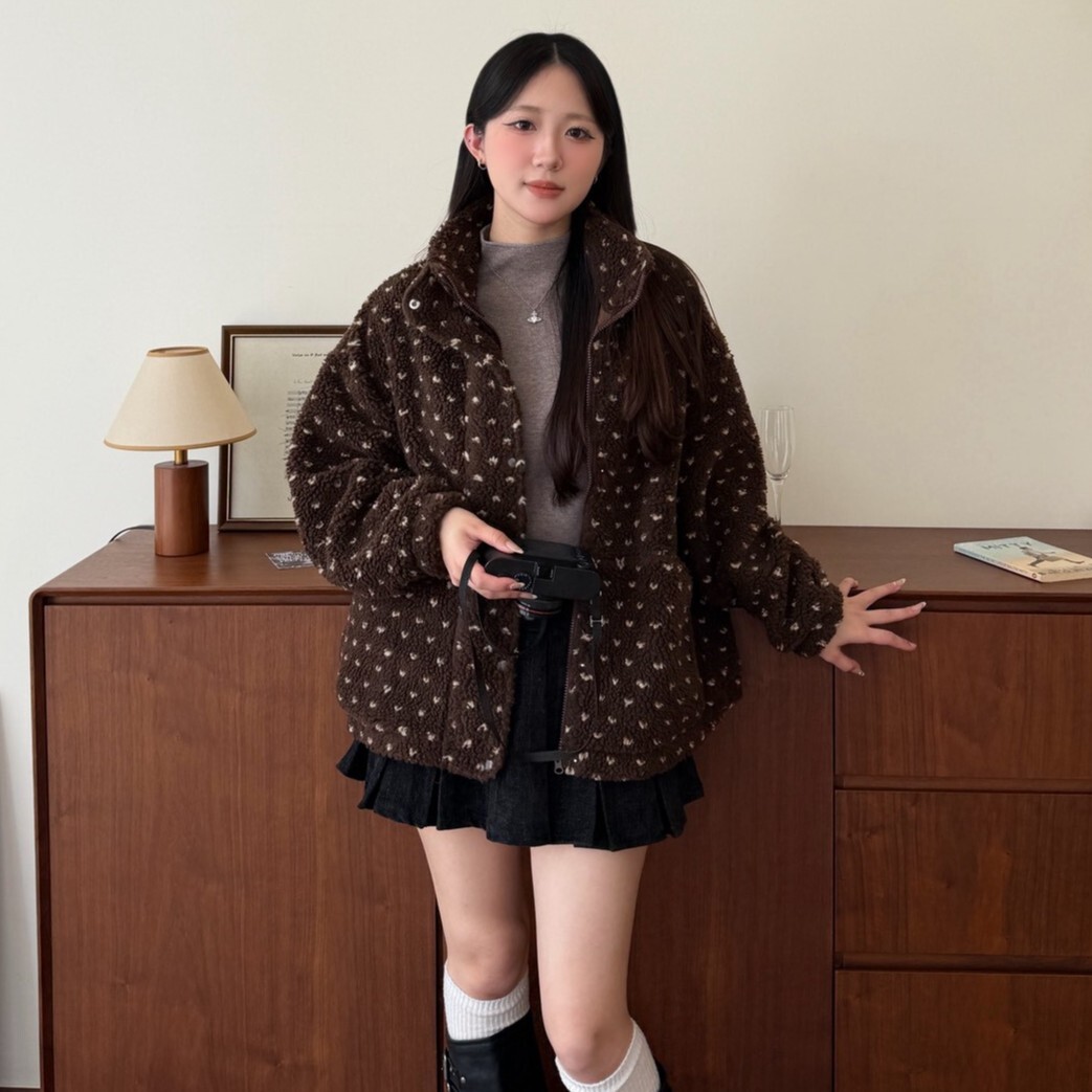 初冬派*.☆ 波點搖粒絨立領外套