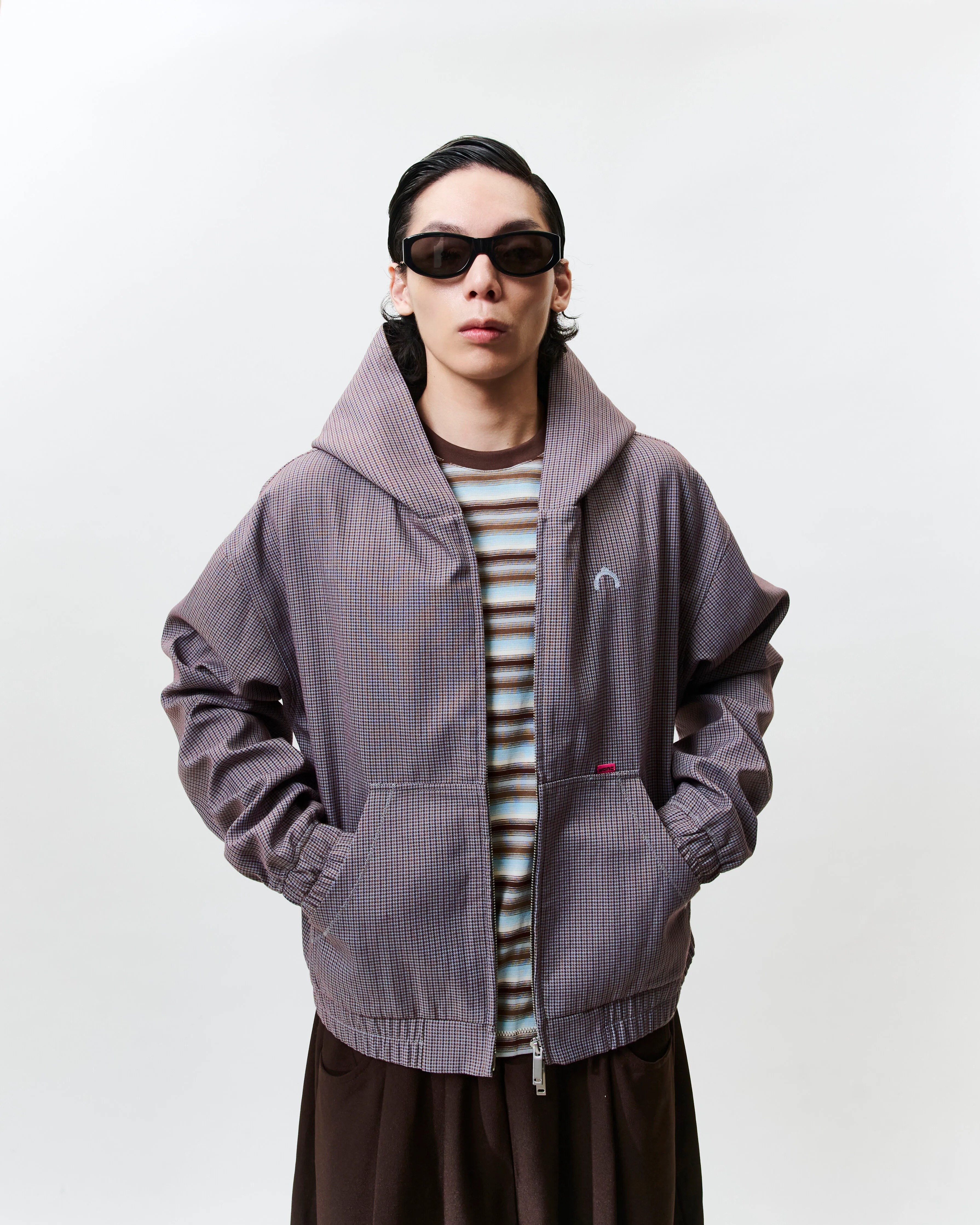 WTNC｜Houndstooth Check Zip Hoodie
