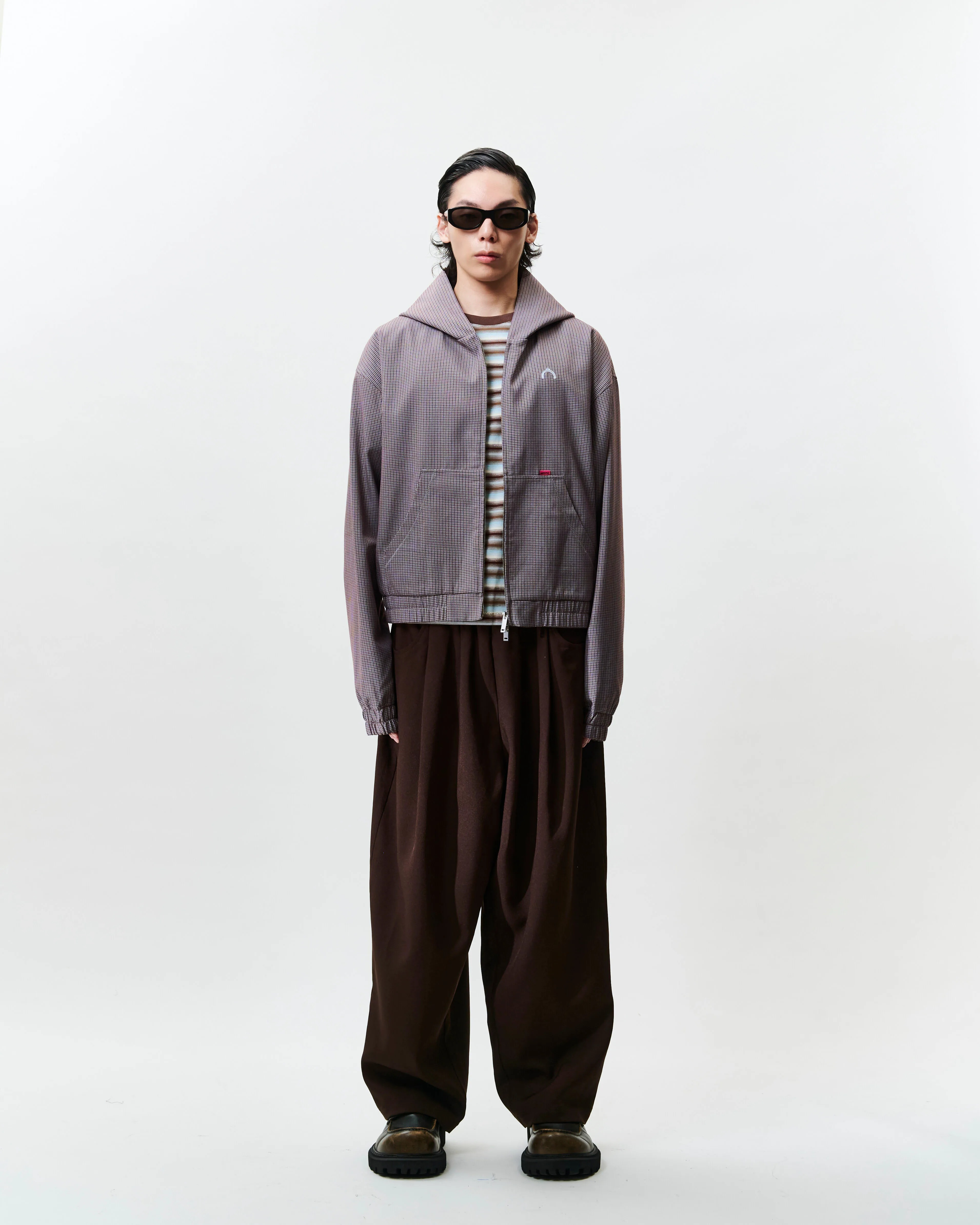 WTNC｜Houndstooth Check Zip Hoodie