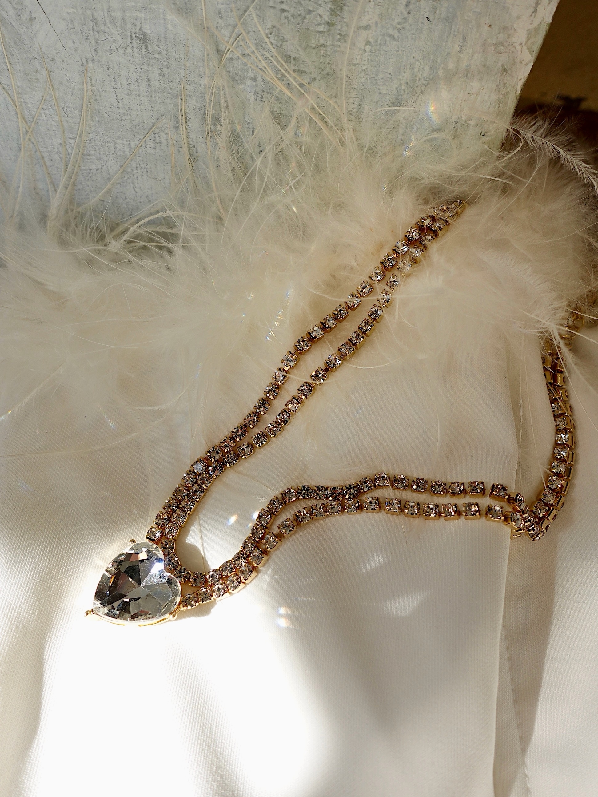 Lux Gold金色愛心水鑽多層次項鍊