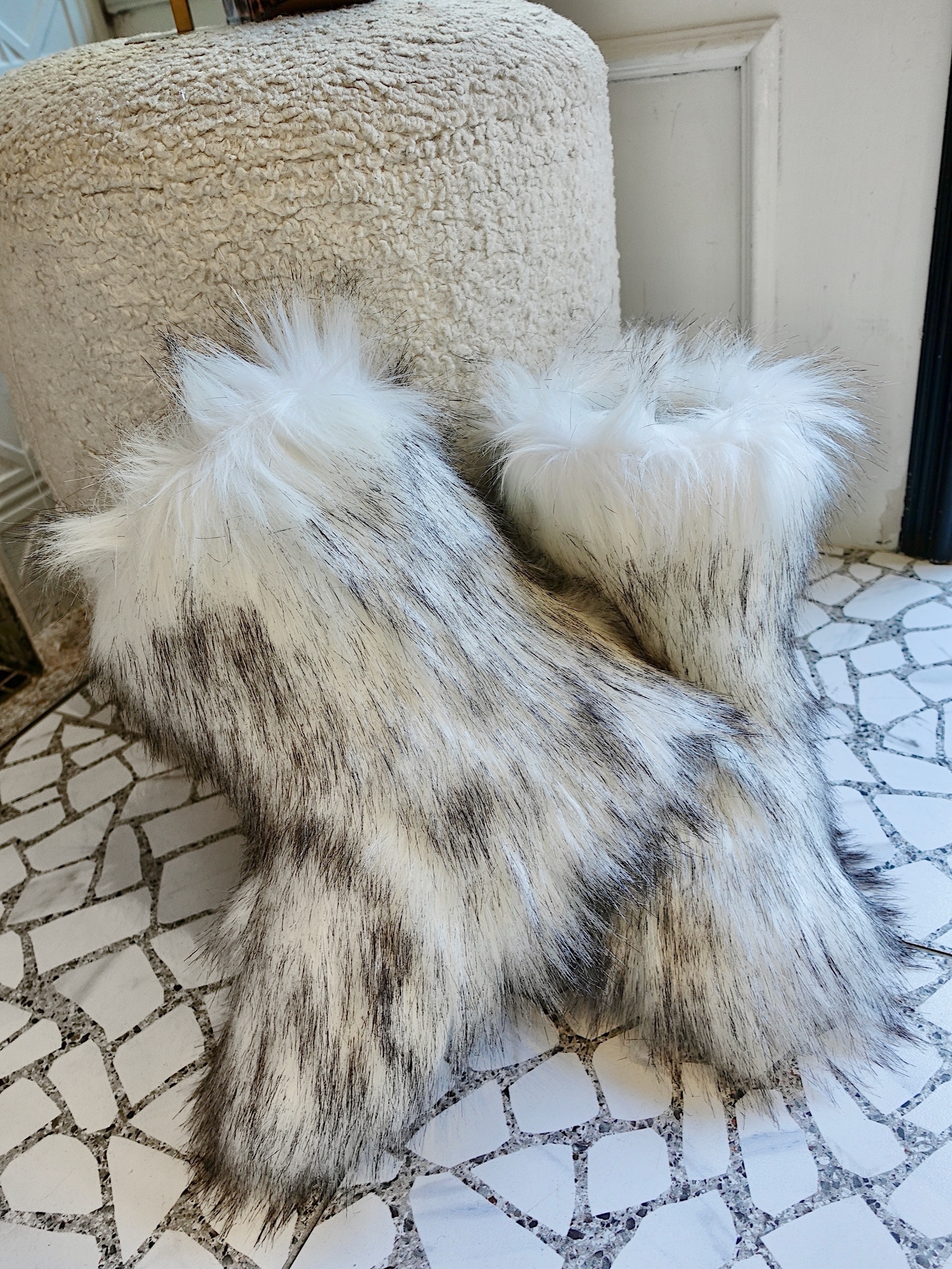 Wild White白色 Vegan毛毛皮草短靴