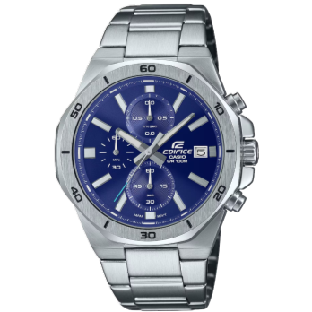【CASIO 卡西歐】EDIFICE 八角運動計時鋼帶手錶 EFV-640D-2A