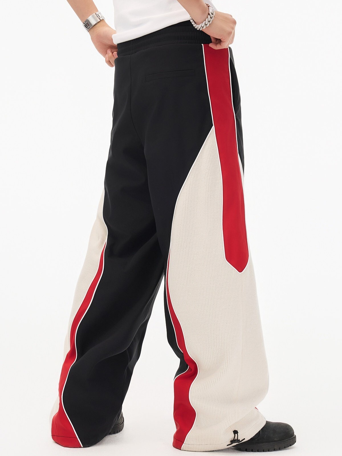 STK SmallTownKid 賽車徽章拼接 復古 褲腳抽繩 運動長褲