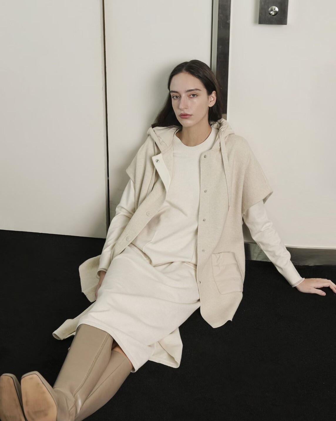 可愛連帽雙口袋造型長版落肩外套-F / 2色