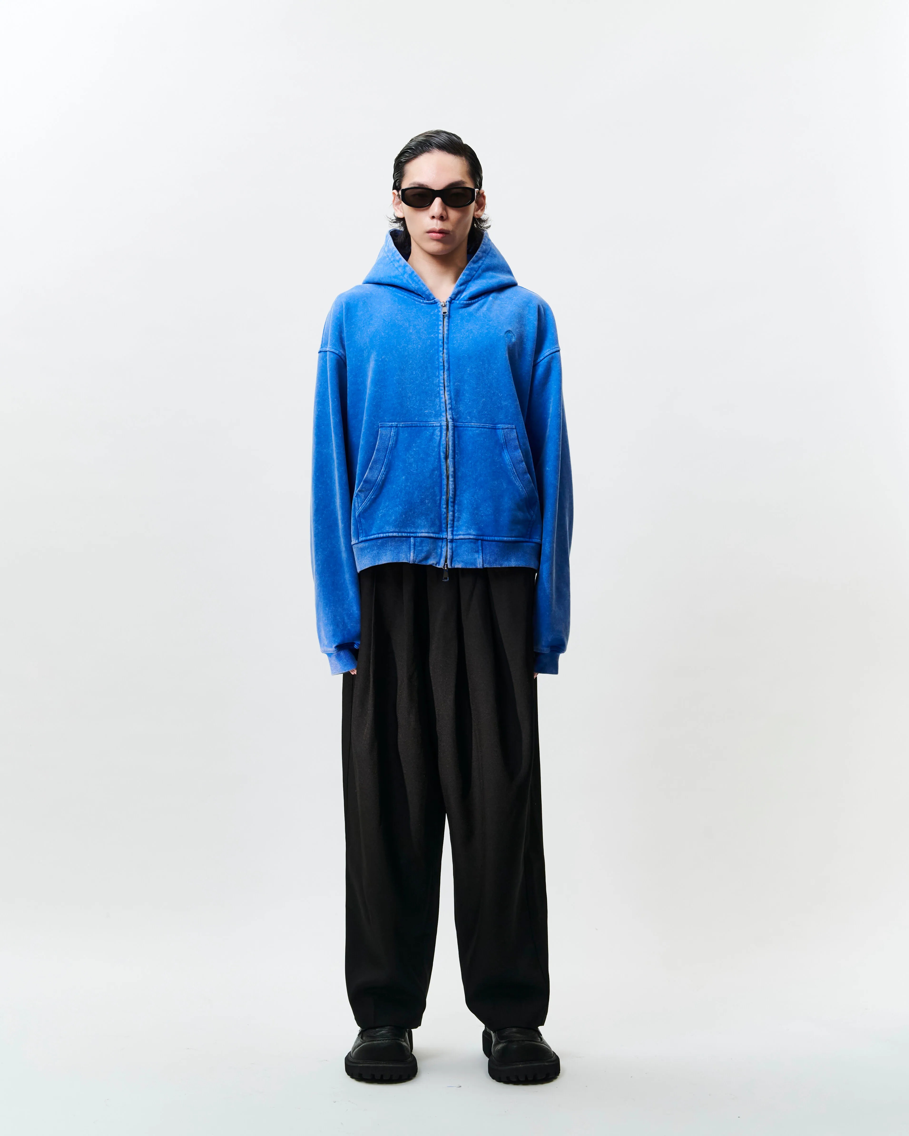 WTNC｜Washed Zip Hoodie Jacket (Blue)