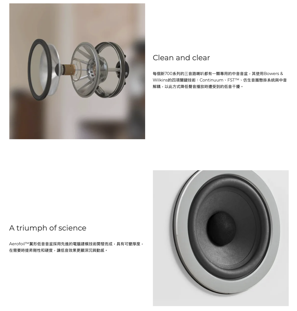 B&W 704 S3 單體細節 Continuum 中音單體