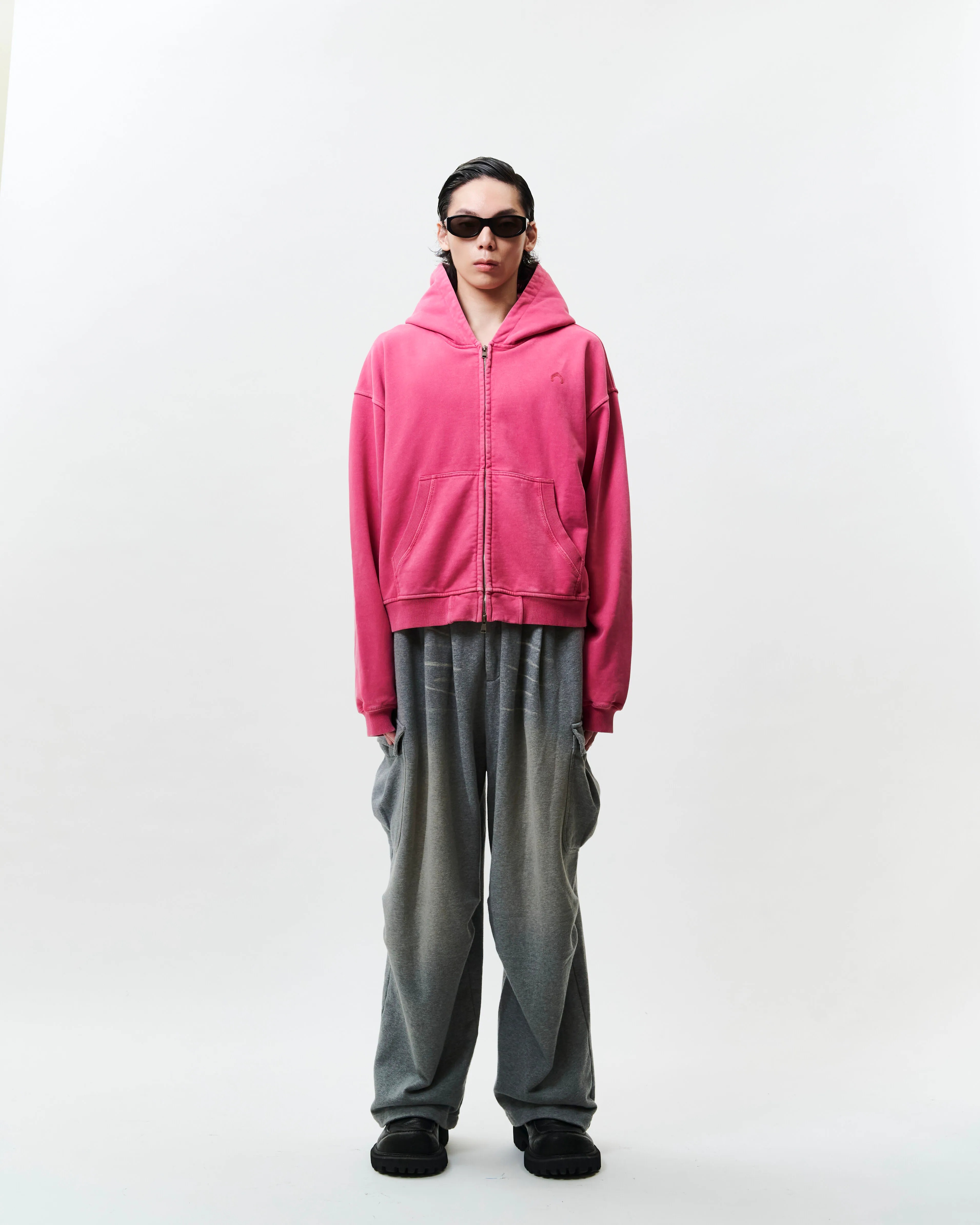 WTNC｜Washed Zip Hoodie Jacket (Pink)