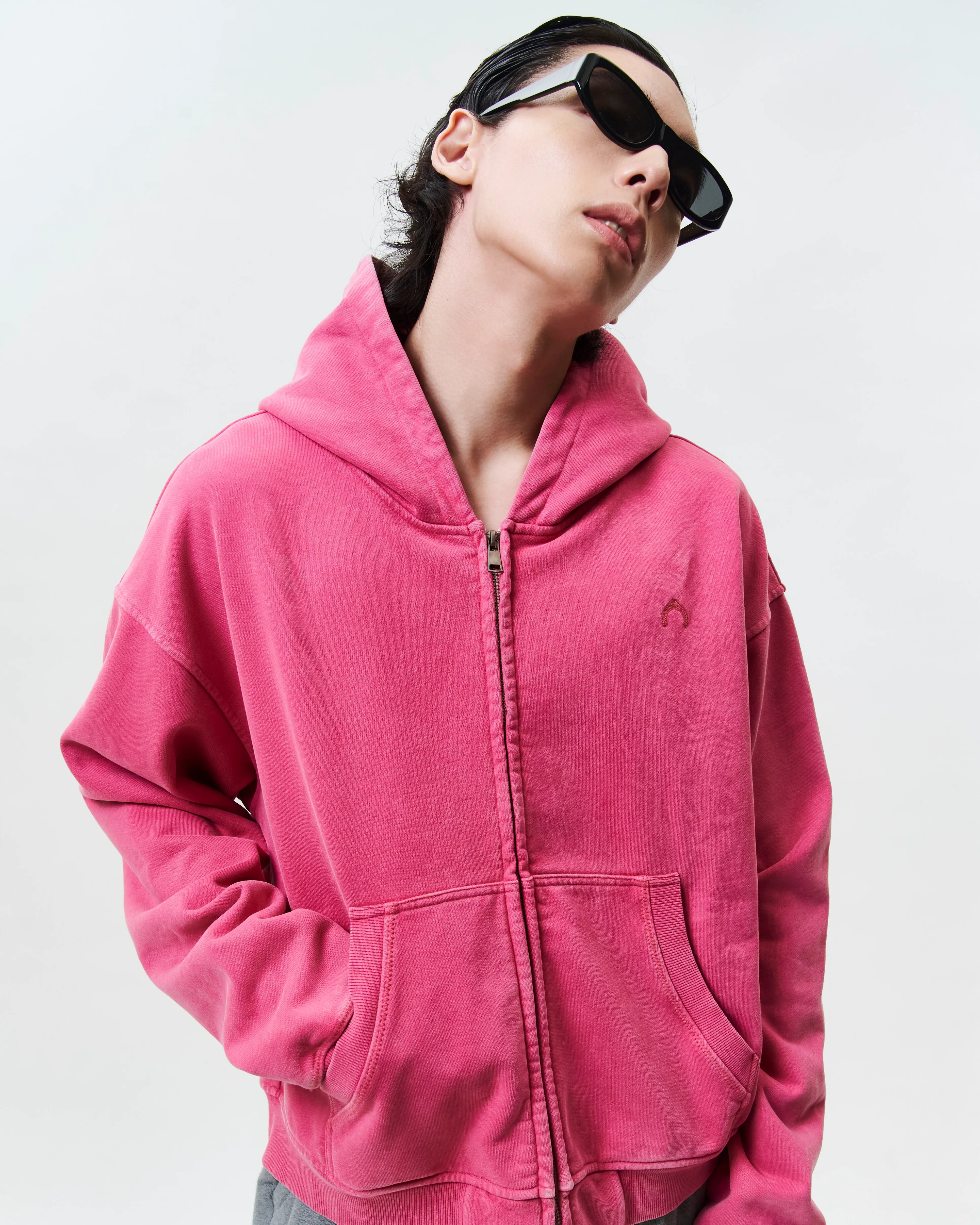 WTNC｜Washed Zip Hoodie Jacket (Pink)